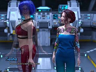 stranded in space, she misses a wild threesome with huge cocks