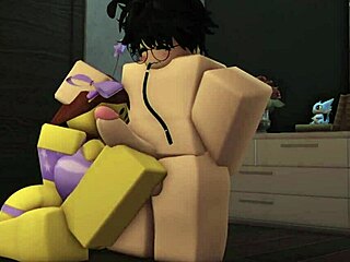 Noob slut in a bikini swimsuit gets fucked by a femboy, she moans loudly.