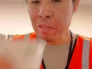 Asian Solo Amateur Walks About During Work Publicly