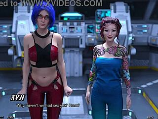 stranded in space, she misses a wild threesome with huge cocks