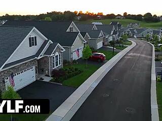 Valentine's day shower turns into cum drenching with neighbor and stepson.