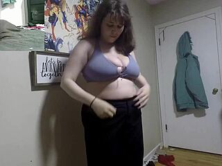 Chubby girl masturbates while roleplaying fucked by two cocks