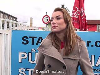 Freezing blond secretary with awesome body and tits convinced to fuck stranger in taxi 😏