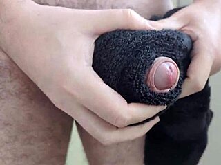 does this towel feel so real? massive cumshot in bathroom solo session