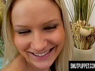 blondes love dick as samatha devours a hard cock before riding it