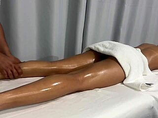 Marido gives massage then fucks me roughly.