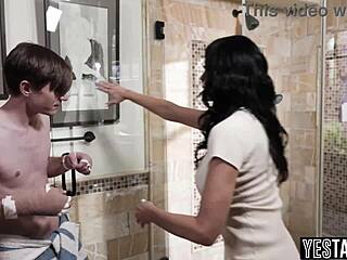 Lonely big tits milf stepmom bathes and fucks young 18+ hung stepson