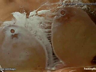 Juicy big tits blonde rides the machine hard 😈