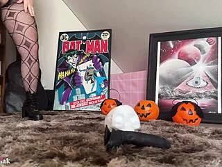 Blonde Woman Fantasizes for Private Halloween Party