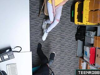 Teenrobbers com catarina petrov shoplifter enjoys pussy eaten out in garage!