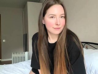 Cutie In Black T-Shirt Fingers Her Pussy And Cums