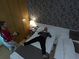 bts pamela sanchez happy with new toy tests it with husband jesus sanchez