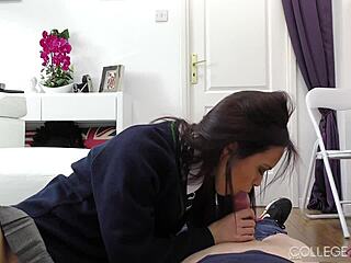 Cute Brunette Lea Guerlin Sucking And Riding Her Lover's Big Cock