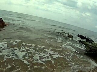 hey, check out this curvy spanish babe sucking and fucking on the public beach while you watch