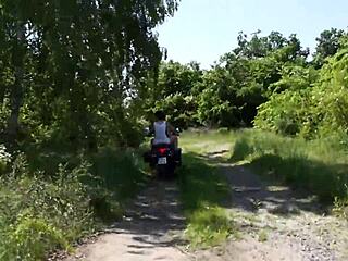 Girl gets fucked after riding motorcycle