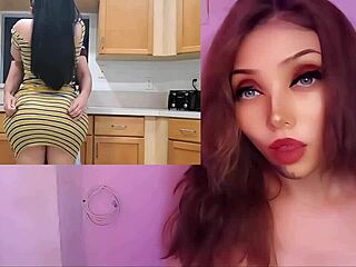 Hot stepmom says, 'Come here, perverted stepson, let's fuck in the kitchen'