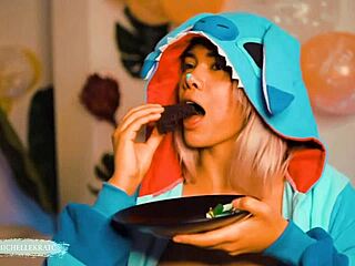 Isn't she so cute fingering herself on webcam in that costume?