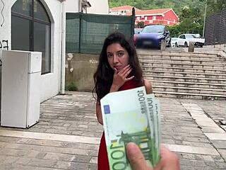 Cutie plays street game and gets tempting offer - deepthroat rough sex and creampie