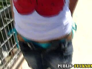 Busty Amateur Shows Tits In Public