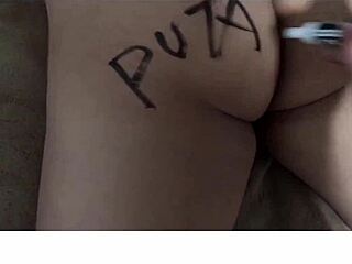 Latina Prostitute Plays with Dildo Toys as Sexy Miss Santa