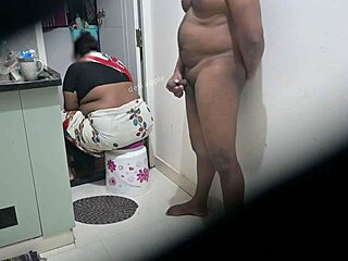 Jerking Off to Maid Sakshi in the Kitchen