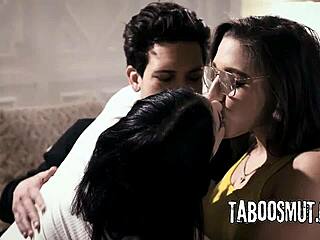 Stepbrother has wild threesome with two sluts before fucking stepsister