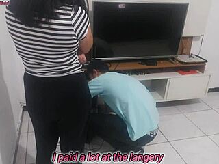 Housewife Shows New Lingerie to Technician for Opinion