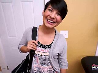 Skinny brunette hottie Jae Scott rides a cock in deep positions 😍