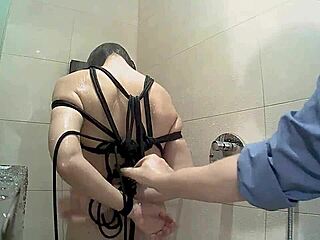 Naked Girl Bound in Hotel Shower Hidden Cam Part 3