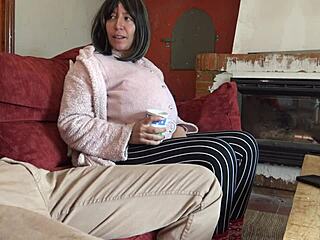 Pregnant Stepmother Touches Her Virgin Stepson's Cock For The First Time.