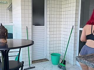 Maid Strips For Horny Voyeur