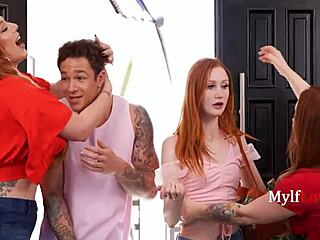 Stepsiblings Engage in Sexual Shenanigans with Ginger MILFs Summer and Lauren