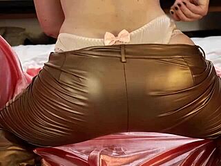 french amateur in leather dress rims, blows, fucks pussy with dirty talk and cumshots