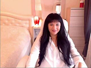 small tit brunette strips and teases