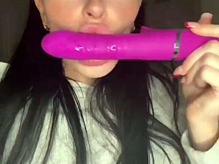 horny british brunette teen coed masturbates with toys on webcam, reaching orgasm and squirting