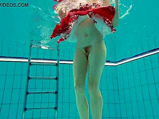 I saw hot underwater teen marketa in bikini at the pool, shes so petite and sexy