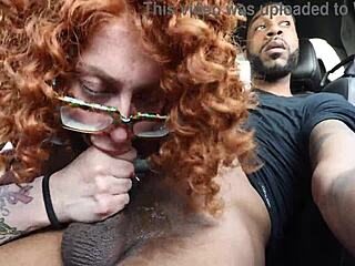 white girl chokes on huge black cock deepthroat in car front seat