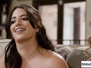 Busty Arab babe smothers lesbian lover's face in wild facesitting action