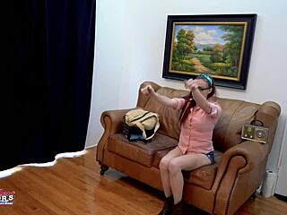 skinny olivia x fingers her tight pussy then deepthroats cock in homemade pov