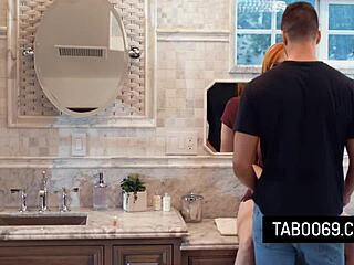 gorgeous lauren phillips strips naked for stepson mounts his monster cock riding hard