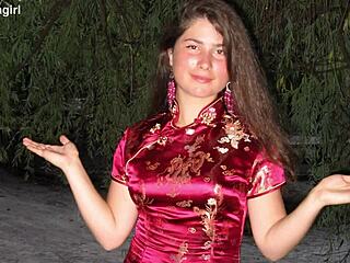 a beautiful girl creamy pussy vibrator orgasm squirts solo