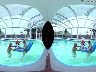 foursome pool orgy blonde big tits licked fucked anal assfucking cunilingus