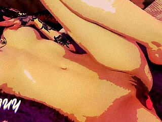 young babe spreads legs fingers wet pussy and pinches big tits on cam