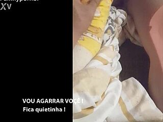 my stepdaughter in lingerie on the sofa makes me lick her wet pussy outdoors