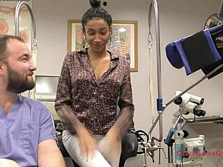 damn tampa university girl's backstage physical with miss mars spreading her big ass and tits