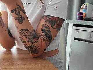 The english tutor bends over the desk for rough doggystyle assfucking with her big cocked student