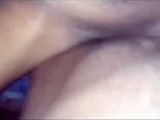 African babe rides big black cock bareback cowgirl to creampie in homemade interracial fuck.