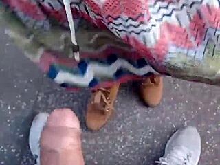 brazilian latina blows and offers pussy on the balcony outdoors.