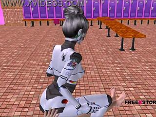 Sexy 3D robot girl poses hot then rides dick reverse cowgirl 😈🤖