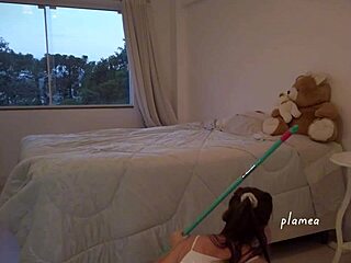 Latina Housewife Bends Big Ass in Lingerie Thong Panties Making Bed